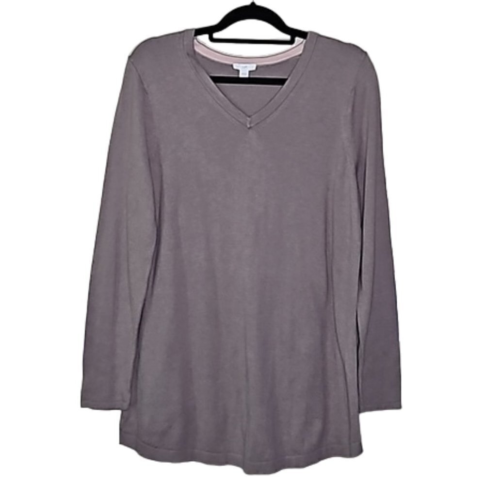 J.Jill Womens size M V-Neck Sweater Brown Tunic Length Cottagecore Goblincore